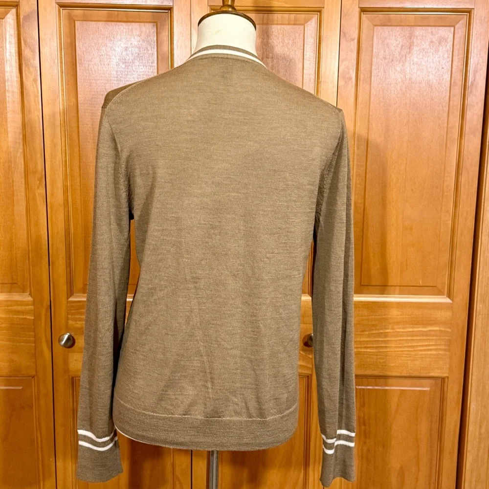 J Crew V Neck Cardigan Sweater with Floral Embellished Jewel Patch